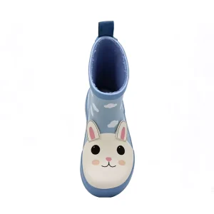 Unisex Toddler 3D Bunny Rubber Rain Boots Polar Fleece Lined Waterproof Anti Slip Kids Wellies for Outdoor Rainy Days