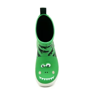 Unisex Toddler 3D Cartoon Crocodile Rubber Rain Boots Fleece Lined Waterproof Anti Slip Kids Wellies for Rainy Day Walking