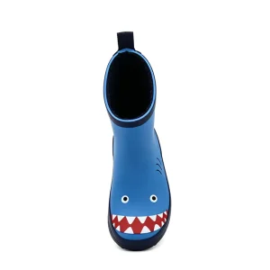 Unisex Toddler Cartoon Shark Rubber Rain Boots Fleece Lined Waterproof Anti Slip Kids Wellies for Outdoor Rainy Days Walking