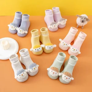Unisex Toddler Sock Shoes Cute Pattern Baby First Walking Slippers with TPR Insole Light Rubber Sole Non Skid Floor Boys Girls