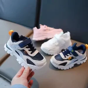 Unisex White PVC Upper Breathable Slip On Sports Shoes for Kids School Performance Spring Comfort Logo Rubber Outsole PU Lining
