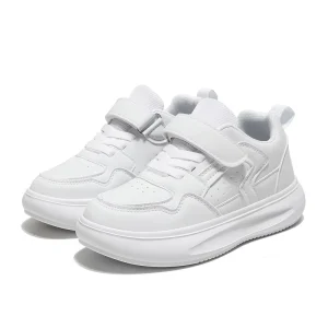 Versatile Kids White Sneakers Soft Non-slip Leather Upper Comfy Kids Shoes for Daily Sports & Running Sizes 27-40 Available