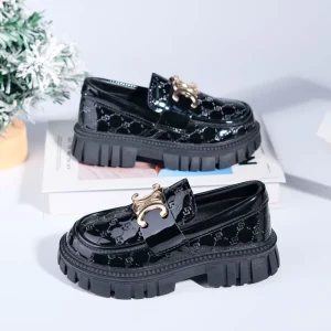 Versatile Loafers for Medium-sized Children Black Color for Lady Shoes