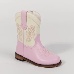 WETKISS OEM Toddler Shoes Flat Heel Girls Mid Calf Boots Baby Pink Floral Embroidery Cowgirl Boots Summer Kids Cowboy Boots
