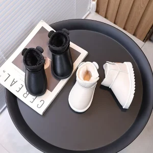 Warm Boots for the Little Boy Children Cotton Winter Baby Shoe Fashion Black Waterproof Kids Zip Snow Boots