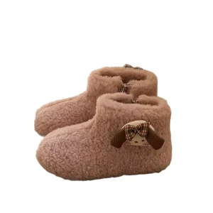 Warm Cuddly Cute Baby Lambswool Little Kids’ Ankle Boots Girls’ TPR Outsole Winter New Style