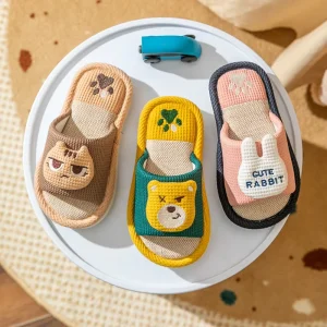Warm Fashion Shoes House Slides Kids Slipper Flip Flops Indoor Linen Slippers Sweat-Absorbant Slides Slipper