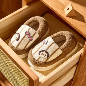 Warm Fleece Winter Kids Slippers for Toddlers Cute Animal Cartoon Design Girls’ Household Pig Shoes Cotton-Padded Kids Clothing