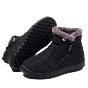 Warm Fur Lined Outdoor Slip on Children’s Kids Winter Warm Walking Hiking Shoes Boys Girls Winter Snow Boots