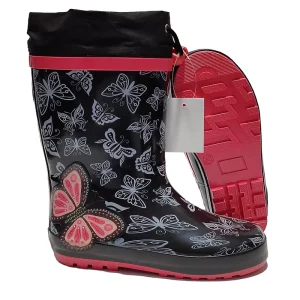 Warm Lining Gumboots Wellington Boots Colorway Collar Rain Boots for Children