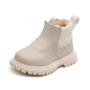 Warm Sports Running Girls Casual Snow Boots Kids Shoes Fashion Leather Zipper Comfortable Children’s Short Boots Winter Sports