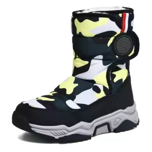 Warm Stylish Girls Boys Winter Fur Boots for Kids High Top Snow Boots Winter Children’s Cotton Boots Size 30-39