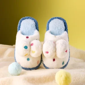 Warm Winter Indoor Slippers for Boys and Girls Cute Little Kids’ Home Bedroom Shoes with Animal Print Pattern
