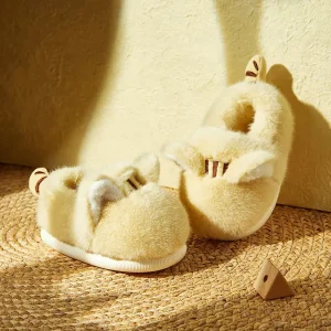 Waterproof Anti-Slip Kids Slippers Winter Warm Plush House Shoes for Boys Girls Indoor Outdoor Home Use