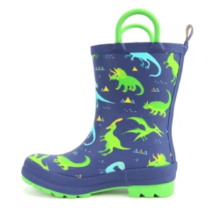 Waterproof Boots With Handle Cute Special Unique Dinosaur Students Rain Boots Kids Children