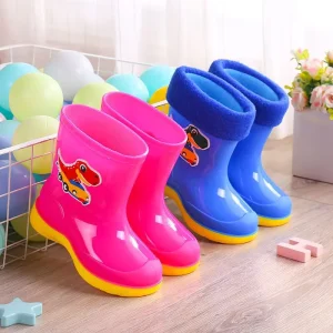 Waterproof Cartoon Rain Boots for Boys Girls Aged 8 to 11 Non Slip Warm Rubber Shoes for Kids Comfortable Rain Footwear