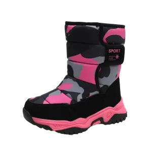 Waterproof Cotton Plush Warm Shoes Non Slip Outdoor Winter Ankle Snow Boots for Boys and Girls