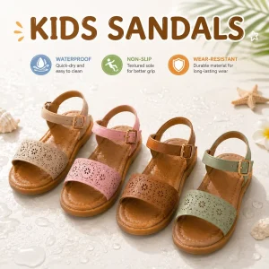Waterproof Girls Kids Sandals Non-slip Summer Footwear Wear-resistant Children Shoes Cute Girls Flat Sandals for School Party