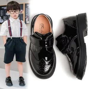 Waterproof Platform Children Dress Comfortable Slip On Black Loafers Boy Walking Casual Shoes