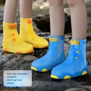 Waterproof Rain Kids Shoe Cover Lightweight Anti Slip PVC Silicone Rain Boot Cover Multi Color Portable Wading Design for School