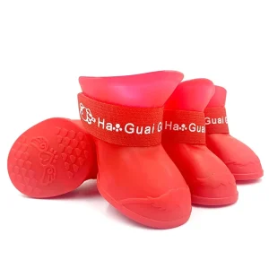 Waterproof Rubber Dog Rain Boots Adjustable Strap Anti Slip Soft Pet Shoes Outdoor Walking Paw Protector