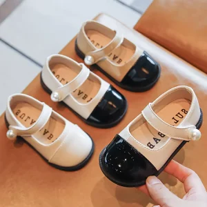 Wedding Party Dress Children’s Pears Model Soft Sole British Style Single Leather Upper Girls Princess Shoes for Kids