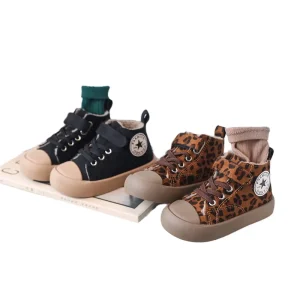 Wenzhou Factory Casual Cotton Padded Customized Ladies Winter Children’s Baby Girls Boys High Canvas Shoes Sneakers for Kids