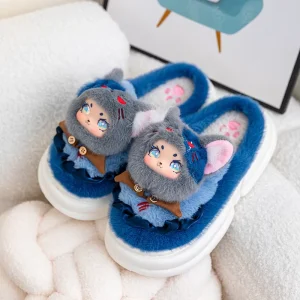 Werewolf Kill Series Custom Cartoon Cute Plush Slippers Winter Friendly Parent Child Friendly Design Children’s Cotton Slippers