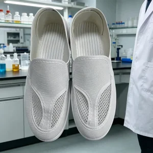 White Canvas ESD Full Mesh Canvas Upper Antistatic Comfort Breathable PU Or PVC Outsole Cleanroom ESD Shoe For Foot Protection