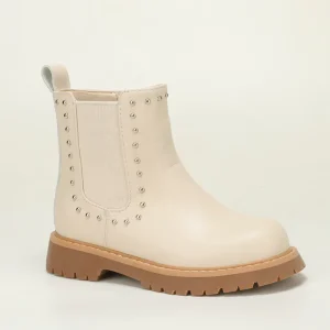 White Rivet Elastic Kids Chelsea Ankle Boots Side Zipper Lug Thick Sole Anti slip Fall Winter Boys Girls Casual Work Boots