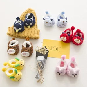 Winter Ankle Thick Cute Animals Infant Fuzzy Grip Toddler Christmas Baby Doll Slipper Socks Shoes Anti slip