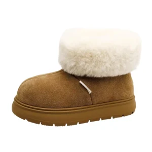 Winter Anti Slip Booties for Kids Boys Girls Plush Platform Flat Lazy Bread Shoes Outdoor Warm Snow Boots for Toddlers