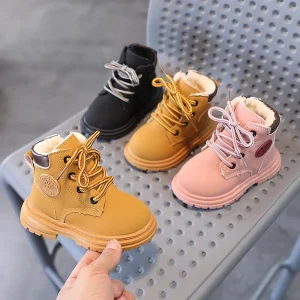 Winter Baby Cotton Boots Ankle Height School Style Boys Girls Fleece Lined Infant Toddler Martin Boots