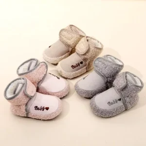 Winter Baby Snow Boots Thickened Warm Plush Newborn Shoes 0 1 Year Soft Sole Non slip Fleece Infant First Walker Toddler Booties