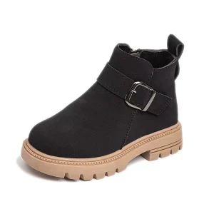Winter Black Yellow Pink Synthetic Leather Soft Soled Kid Shoes Comfortable Ankle Boots Large Size Kids Snow Boots