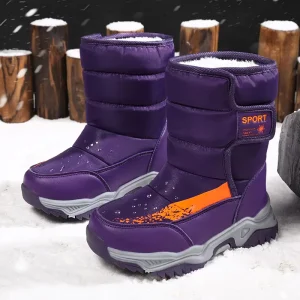 Winter Breathable Fleece Lined Snow Boots for Kids Cold Resistant Warm Waterproof Toddler Boots for Girls Thickened