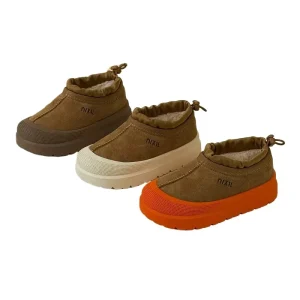Winter Casual Shoes for Kids Boys Girls Thick Plush Snow Boots with Toddler Toe Matte Genuine Leather Versatile Design