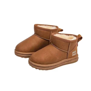 Winter Casual Shoes for Kids Boys and Girls Plush Thickened Warm Snow Boots with Flat Bottom Thick Sole Comfortable Cotton