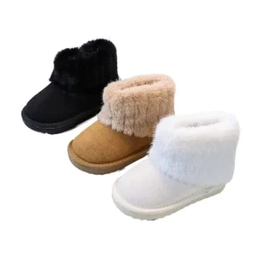 Winter Children Boys Girls Cotton Rabbit Fur Flats Chunky Snow Boots Kids Toddler Thick Warm Plush Ankle Boots