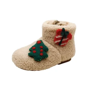 Winter Children Boys Girls Creative Cartoon Santa Plush Cotton Shoes Kids Toddler Babys Outdoor Comfort Non slip Snow Boots