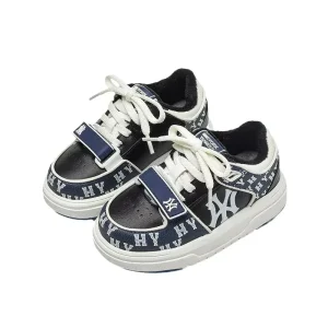 Winter Children Boys Girls Microfiber Leather Alphabet Pattern Warm Sneakers Kids Toddler Plush Thick Leisure Cotton Shoes