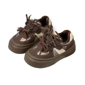 Winter Children Boys Girls Thick Bottom Plus Velvet Skateboard Sneakers Kids Toddler Retro Outdoor Sports Shoes