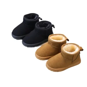 Winter Children Boys Girls with Fur Inside Warm Non slip Soft Sole Snow Boots New Fashion Children Soild Color Short Boots