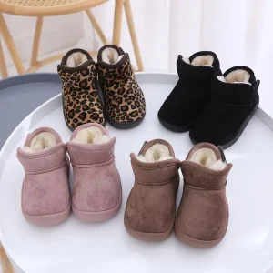 Winter Children Low Top Snow Boots Baby Soft Sole Thickened Plush Cotton Casual Warm Shoes