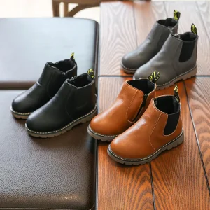 Winter Children Waterproof Snow Boots PU Leather Kids Rubber Boots Short Boot Boy Girl Sneakers Shoes