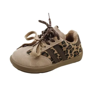 Winter Children’s Boys Girls Plush Warm Sexy Leopard Print Leather Sneakers Kids Toddler Outdoor Flats Soft Bottom Board Shoes