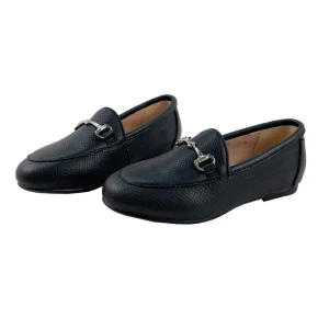 Winter Children’s Casual Shoes with Silver Chain Kids Stamped Leather Black Children Leather Shoes 27 Loafers for Boys
