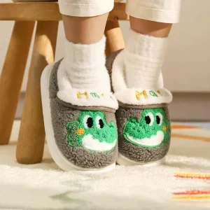 Winter Children’s Cotton Slippers Boys and Girls Warm Fleece Slippers Middle and Small Children Cute Baby Cotton Slippers