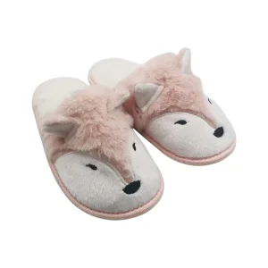 Winter Children’s Cute Fox Animal House Slippers Warm Memory Foam Fur Lined Non-Slip Fuzzy Cartoon Indoor Slippers