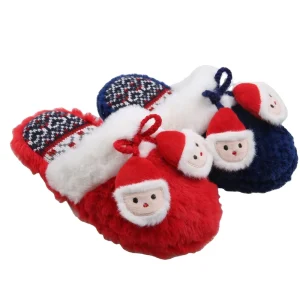Winter Cute Cartoon Design Comfy Warm Fur Anti Slip Home Christmas Slippers for Baby Kids Unisex
